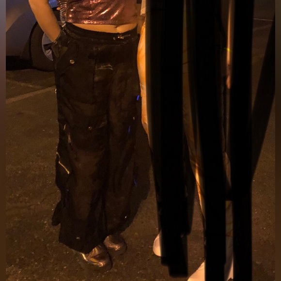 Audette Black Cargo Jogger Sheer Pants XS - Picture 11 of 16